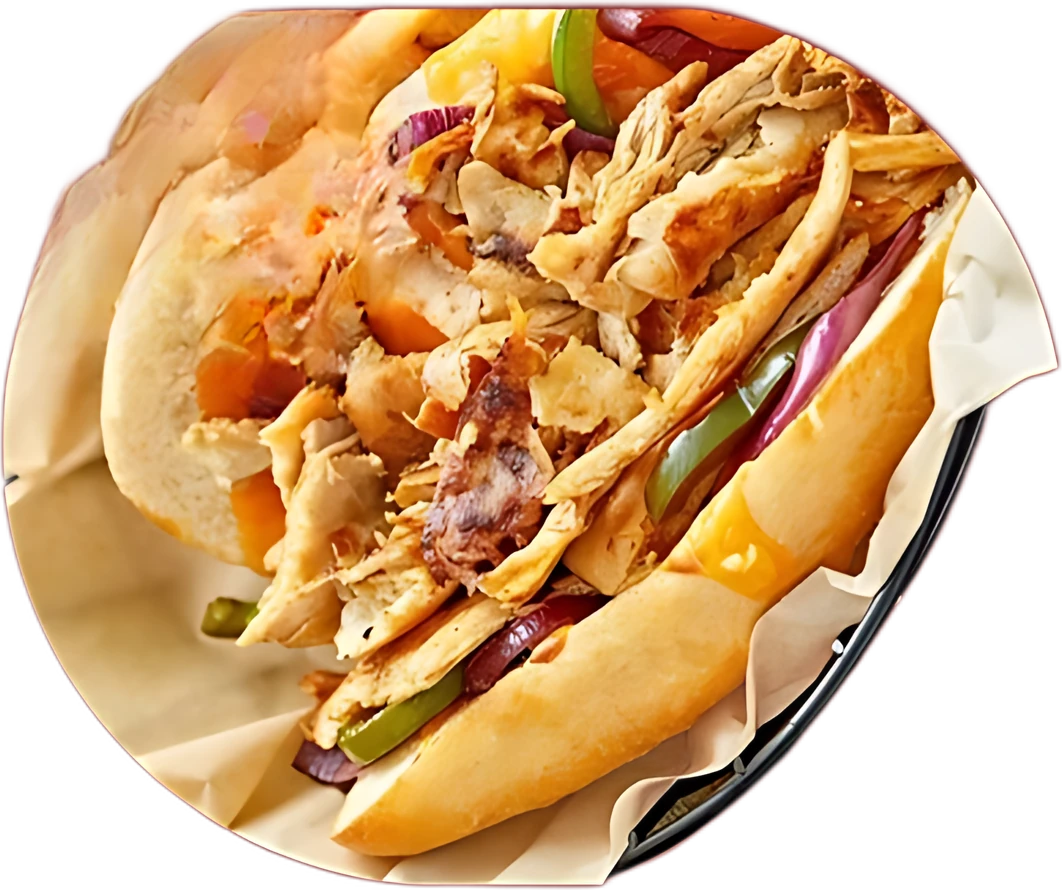 Italian cheese steak with peppers and onions